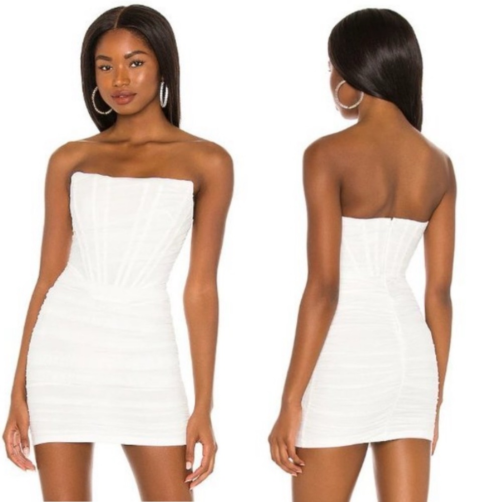 Revolve Superdown Sonya Bustier Corset Mesh Tulle Mini Dress In White sz Medium